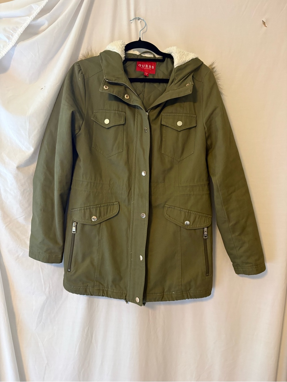 GUESS Olive Green Hooded Utility Parka